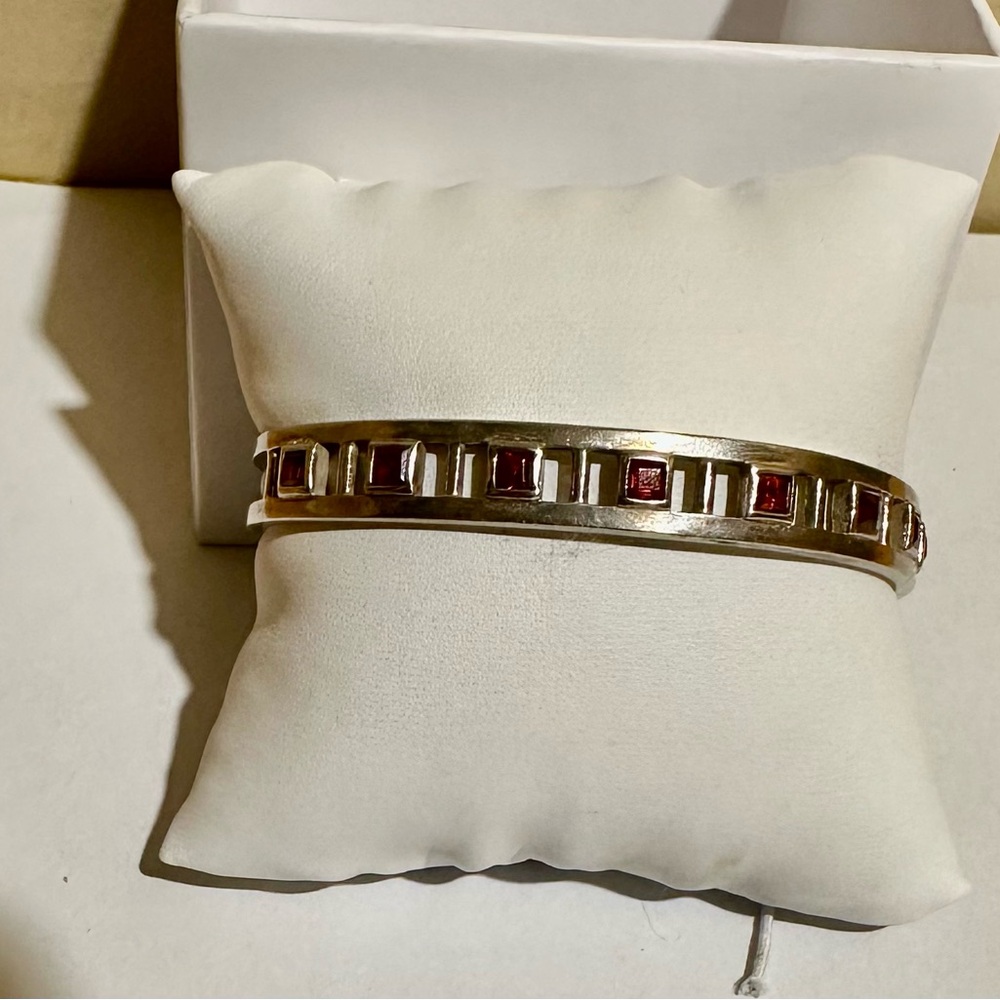 Elegant 925 Silver and Red stone Bracelet